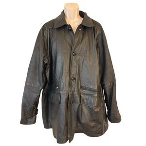 Phase Two Leather Jacket Mens 3X Black Button Up Front Classic Coat